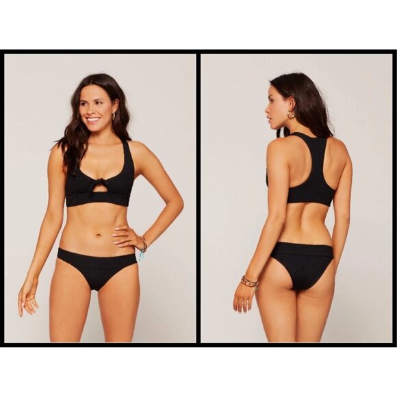 💕L*SPACE💕 Ribbed Bikini Tara Top + Veronica  Bottoms Black XS NWT - Picture 8 of 16